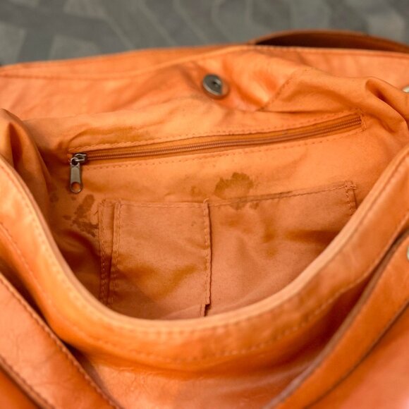Maurices Creamy Orange Shoulder Bag with Silver Hardware & Size 20" X 12" X 4" - Picture 9 of 11